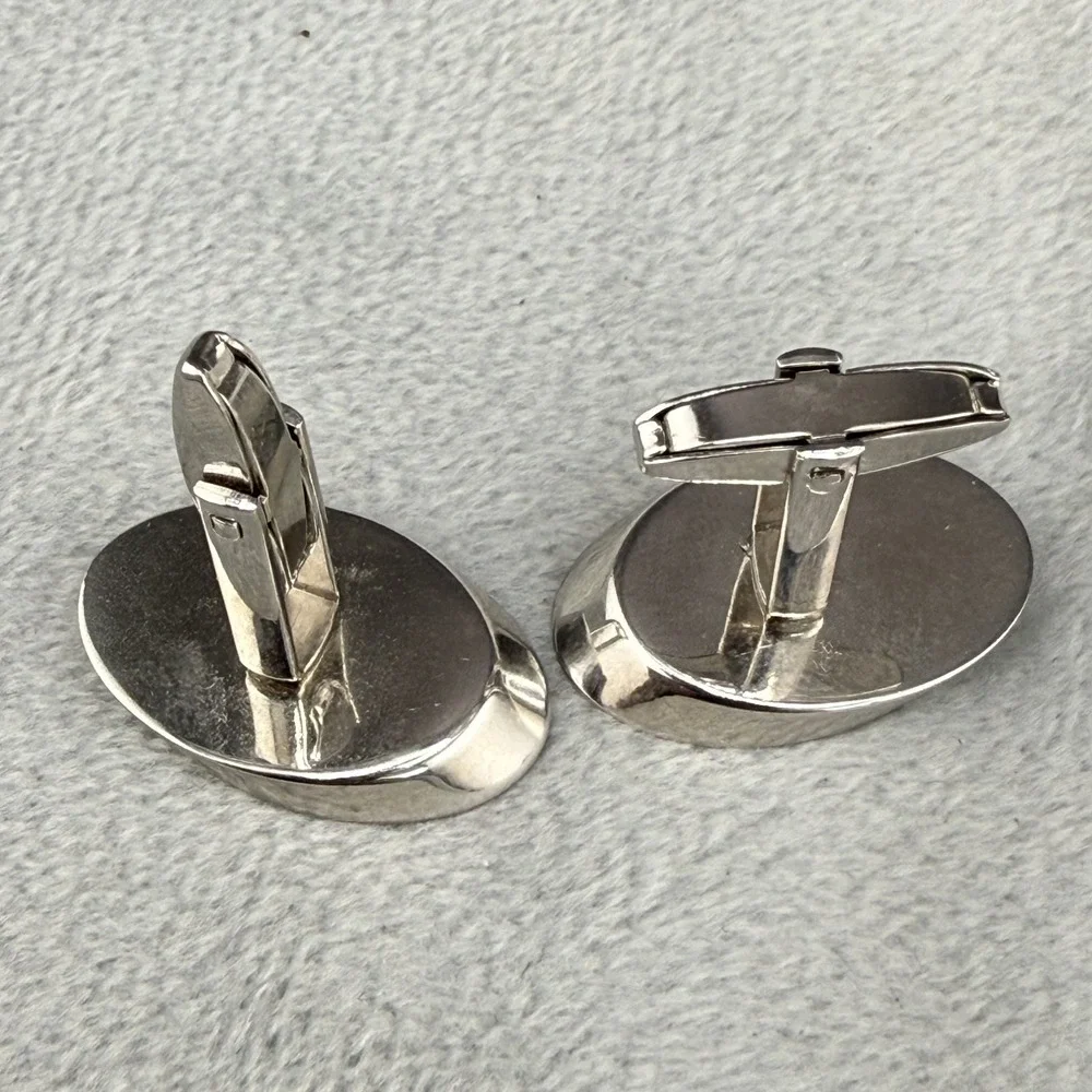 Vintage‎ Cuff Links Blue Rhinestone Silver Tone